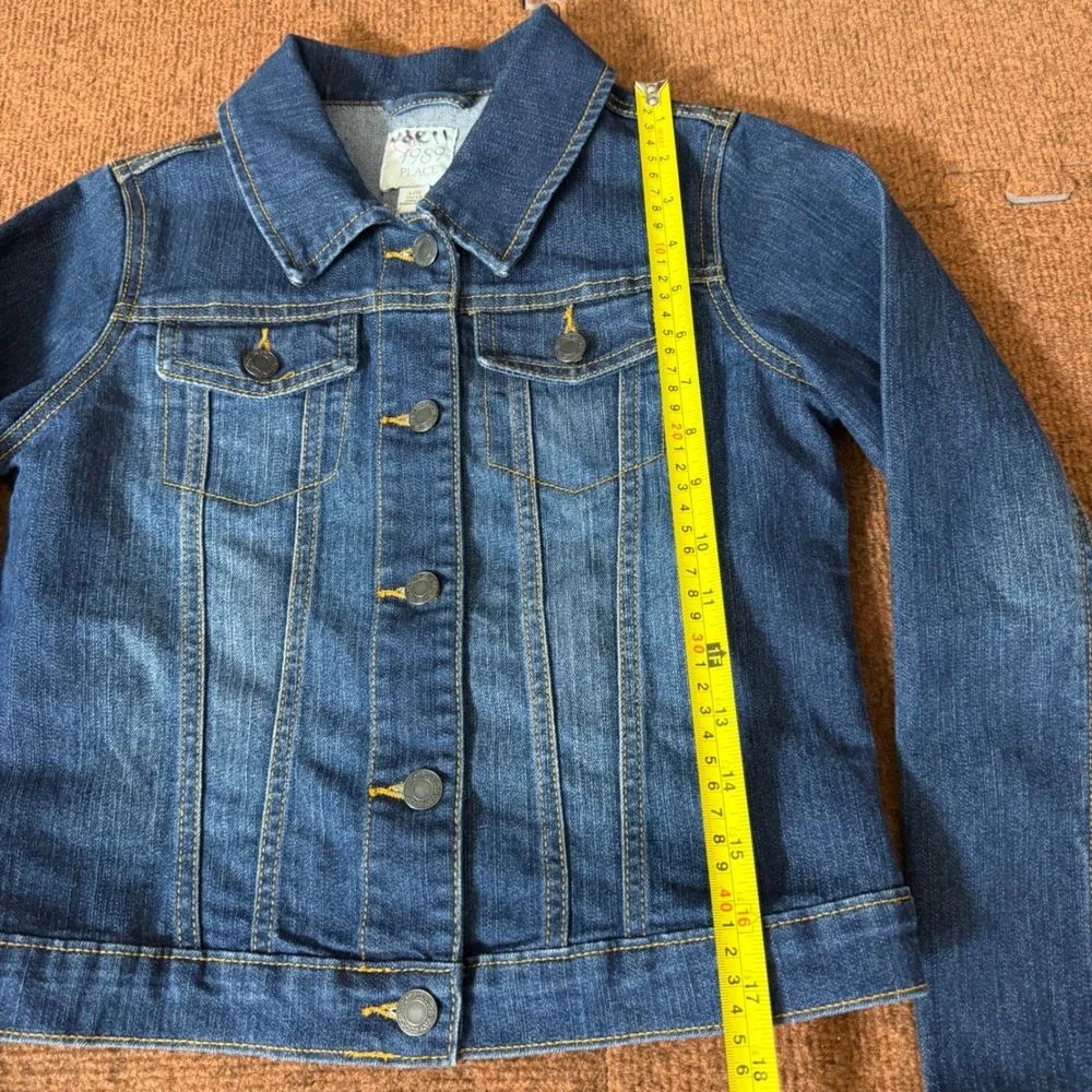 B-‎ The Children's Place Girls Blue Denim Jacket Unicorn Embroidery Size L 10/12
